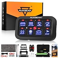 Auxbeam 8 Gang Switch Panel BA80, Universal Circuit Control Relay System Box with Automatic Dimmable On-Off LED Switch Pod Touch Switch Box for Car Pickup Truck Jeep Boat UTV ATV, Blue 2 Year Warranty