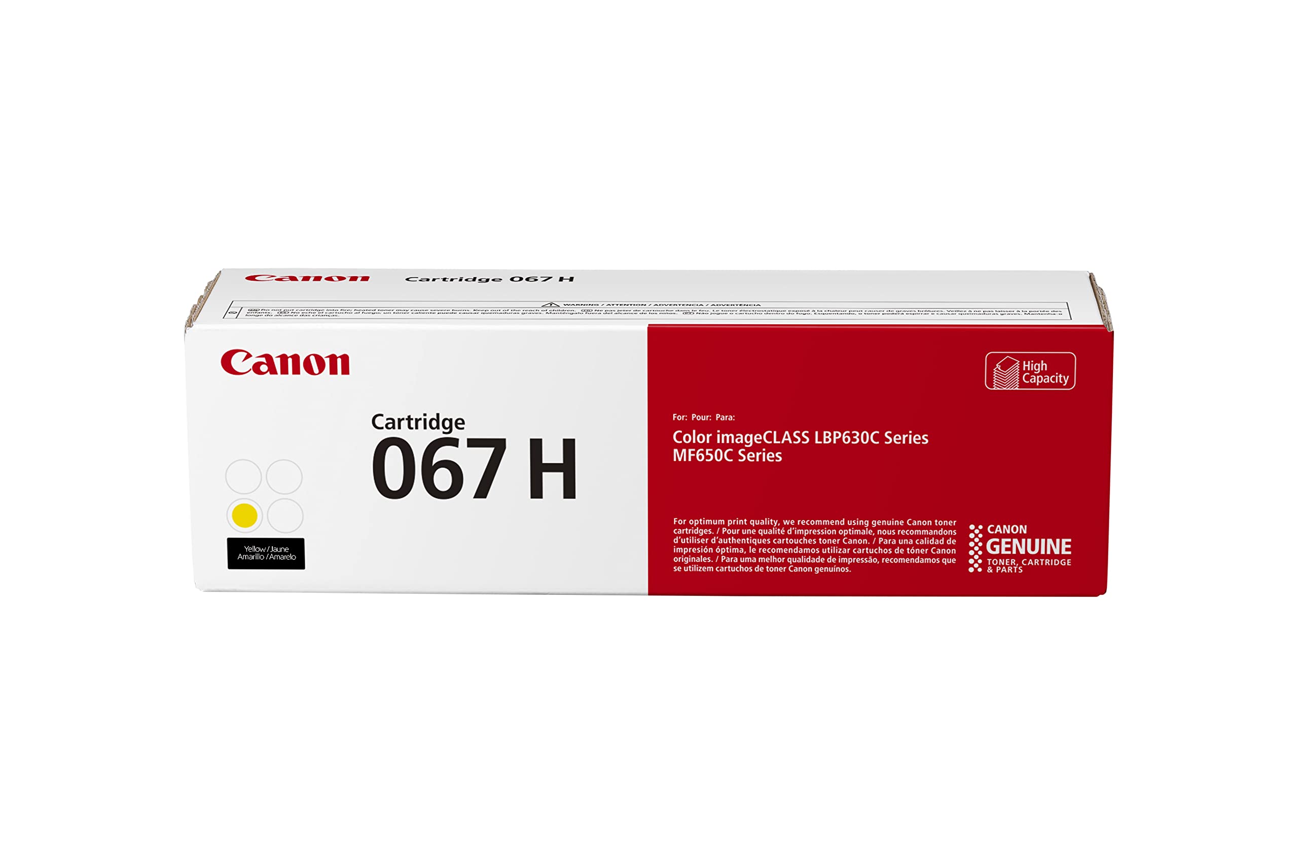 Canon 067 Yellow Toner Cartridge, High Capacity, Compatible to MF656Cdw, MF654Cdw, MF653Cdw, LBP633 Cdw and LBP632Cdw Printers