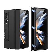 for Samsung Galaxy Z Fold 4 Case Hinge Coverage Protective with Kickstand PC Magnetic All-Inclusive Shockproof Cover for Z Fold 4 5G (Black)