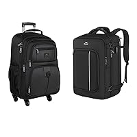 MATEIN Rolling Backpack & Carry on Backpack for Airplanes, Underseat 40L Travel Backpack Personal item Size with Shoe Bag, TSA 17 inch Travel Backpacks for Men Airline Approved Backpack