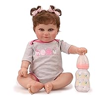 Reborn Baby Dolls, Realistric Silicone Full Body Baby Girl, Lifelike Reborn Baby Dolls with Feeding Kit & Gift Box for Kids Age 3+