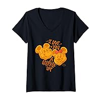 Womens Disney Mickey & Minnie Love You a Waffle Lot Valentine’s Day V-Neck T-Shirt