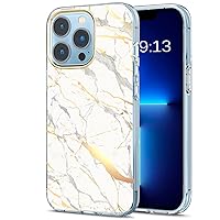 Spevert SPEVER for iPhone 13 Pro Max Case Marble Pattern Hybrid Hard Back Soft TPU Raised Edge Ultra-Thin Shock Absorption Scratch Proof Slim Protective Case for iPhone 13 Pro Max 6.7 Inch (White)
