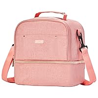 Breast Pump Bag Cooler Compartment for Breast Pump - Cooler and Moistureproof Bag Double Layer for Mother Breast Milk Pump Lunch Bag Outdoor Working (Pink)