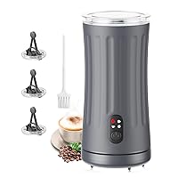 Milk Frother, Ovetedot 4-in-1 Milk Frother and Steamer, Hot & Cold Milk Steamer with Temperature Control, Non-Slip, Auto Shut-Off, Electric Milk Frother for Coffee, Latte, Cappuccino, Macchiato(Gray)