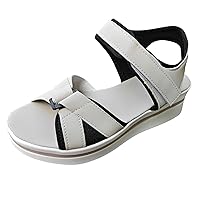 Sandals For Women Casual Summer Ladies Fashion Summer Color Blocking Open Toe Hook Loop Thick Wedge Heel Sandals