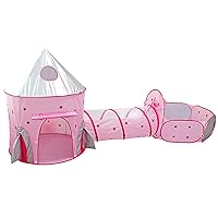 3 in 1 Sky Style Large Play Tent Crawling Tunnels and Ball Pit Set for Toddlers Indoor Outdoor with Carrying Bag (Pink)