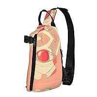 Polyester Fiber Waterproof Waist Bag -Backpack 4 Pocket Compartments Ideal for Outdoor Activities Retro abstract shades