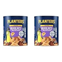 Planters Mixed Nuts (15 oz Canister) - Variety Mixed Nuts with Less Than 50% Peanuts with Peanuts, Almonds, Cashews, Hazelnuts & Pecans (Pack of 2)