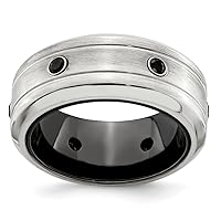 10.00mm Edward Mirell Black Titanium and 925 Sterling Silver Bezel Brushed And Polished Spinel Ring Jewelry Gifts for Women - Ring Size Options: 10 10.5 11 11.5 12 12.5 13 13.5 14 8 8.5 9 9.5