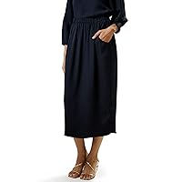 LilySilk Womens Silk Skirt Ladies 30MM Classic Style Pleated Skirt with Elastic Waistband and Side Pockets Girls Dress