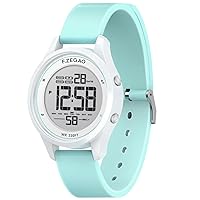F.ZEGAO Women's Digital Watches with Soft Silicone Strap, 100M Waterproof, Women's Sports Watches with 12/24 Hour LED Backlight Large Dial Alarm C-Turquoise Sport, C-turquoise, Sports
