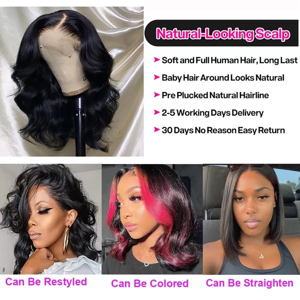 Mua Body Wave Lace Front Wigs Human Hair Pre Plucked With Baby Hair Swiss  Lace Front Wigs Human Hair Brazilian 4X4 Lace Closure Human Hair Wigs  Natural Color For Black Women 180%