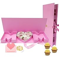 FUBININA Mother's Day MOM Letter Shaped Fillable Gift Box Empty Cardboard Letter Flower Box Chocolate Strawberry Candy Jewelry Packaging for Luxury Style Flower Gift Arrangements Birthday,Pink
