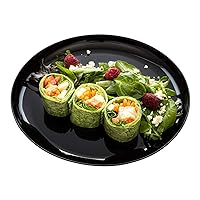 Restaurantware 9 x 9 Inch Catering Plates 100 Round Dinner Plates - Sturdy Disposable Black Plastic Disposable Plates Unique Design For Special Occasions Catered Events
