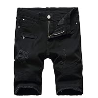 Lavnis Men's Casual Denim Shorts Classic Fit Ripped Distressed Summer Jeans Shorts