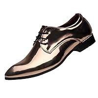 Men's Oxford Shoes Dress Pointed Toe Shiny Patent Leather Lace Up Casual Prom Party Shoes