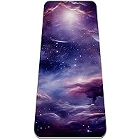 Pink Space Yoga Mat with Carry Bag for Women Men,TPE Non Slip Workout Mat for Home,1/4 Inch Extra Thick Eco Friendly Fitness Exercise Mat for Yoga Pilates and Floor, 72x24in