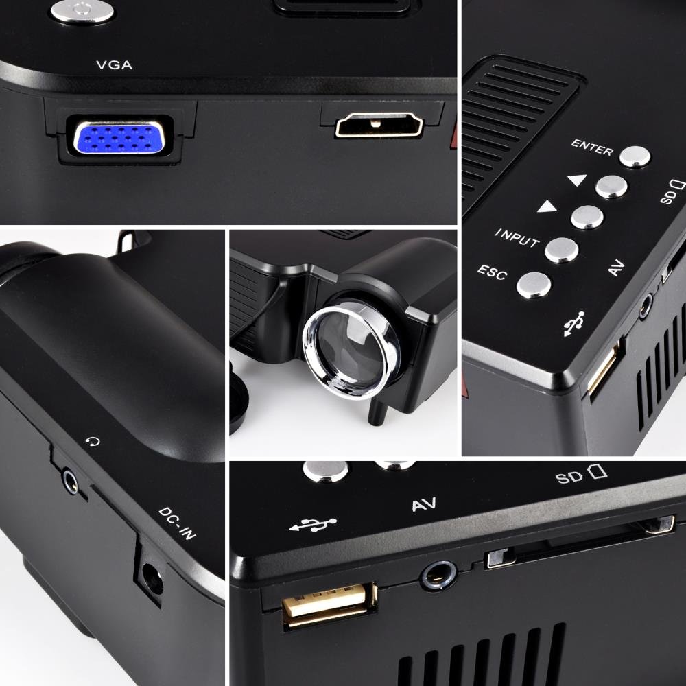 Pyle Full HD 1080p Mini Portable Pocket Video & Cinema Home Theater Projector-Built-in Stereo Speaker, LCD+LED Lamp, Digital Multimedia, HDMI, USB & VGA Inputs for TV PC Game Business Computer Laptop