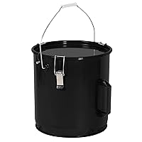 Crutello Grease Disposal Bucket - 6 Gallon Fryer Oil Disposal Caddy Transport Container with Locking Lid, Grease Container Storage for Hot Cooking Oil with Oil Filters - Black