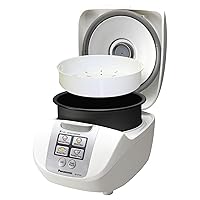 5 Cup (Uncooked) Rice Cooker with Fuzzy Logic and One-Touch Cooking for Brown Rice, White Rice, and Porridge or Soup – 1.0 Liter – SR-DF101 (White)