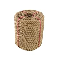 Jute Rope (1 in X 100 ft), 25mm Thick Twisted Manila Ropes, Natural Heavy Duty Hemp Rope for Swing Bed, Crafts, Railing, Tug of War, Landscaping, Gardening, Bundling, Hammock, Home Decorating