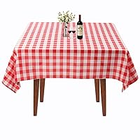 Square Tablecloth, 52 x 52 Inch, Red and White Checker Table Cloth for Square or Round Tables in Washable Polyester, Great for Wedding, Restaurant, Party, Banquet Decoration
