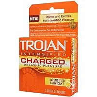TROJAN Charged Lubricated Condoms, 3 Count (Pack of 1)