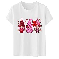 Womens Tops Crop Womens Valentine's Day Graphic Tees Short Sleeve Heart Printed Shirts Blouse Tops Shirts for