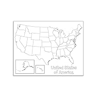 Hygloss Products Creative Learning Poster - U.S.A. Map - Art Activities for Classroom, Kids’ Camps, Events, Parties & More - Black Design on White Paper - 17” x 22” - 24 Posters per Pack,30147