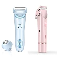 Electric Shaver for Women, 2-in-1 Electric Razor for Women Legs Underarm Face Pubic Hairs,Rechargeable Bikini Trimmer Hair Removal with Detachable Head,IPX7 Waterproof, Wet Dry Use