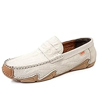 Fashion Soft Sole Slip on Loafers Breathable Comfortable Driving Shoes for Men，Men's Casual Leather Shoes