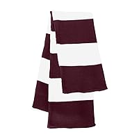 Sportsman Rugby-Striped Knit Scarf One Size Maroon/White