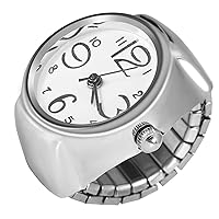 Ring Watch 8 Color Fashionable Women's Men's Quartz Analog Round Ring Love Watch Unique Shape Convenient to Wear, Suitable for Different Occasions(White)