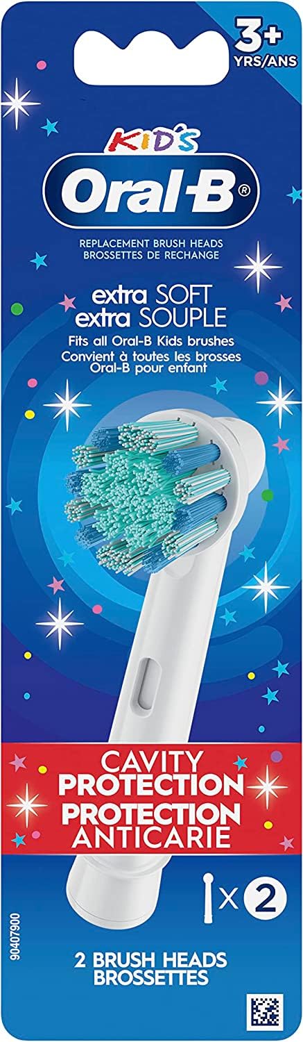 Oral-B Kids Extra Soft Replacement Brush Heads, 2 Count, Cavity Protection