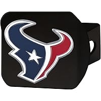 Houston Texans NFL Black Metal Hitch Cover with 3D Colored Team Logo by FANMATS - Unique Round Molded Design – Easy Installation on Truck, SUV, Car - Ideal Gift for Die Hard Football Fan