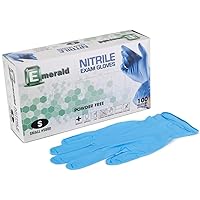 Emerald -100 Pack- Nitrile Medical Exam Gloves, Latex Free, Powder Free, Size: Small