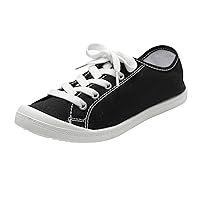 Women’s Canvas Sneakers Canvas Shoes Lace up White Black Sneakers Casual Walking Shoes