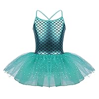 iiniim Kids Girls Shiny Sparkle Mermaid Fish Scales Leotard Tutu Dress Dancing Costume Birthday Party Cosplay Fancy Dress Up