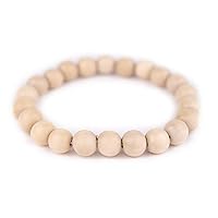 The Bead Chest Wood Stretch Bracelet, Cream - Stackable Beaded Jewelry, Unisex for Men & Women