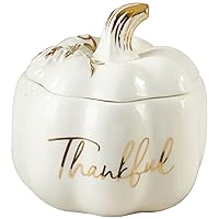 Kate Aspen Thankful White Pumpkin Decorative Bowl - Jewelry Holder/Candy Dish, Fall Decor, Home Decor, Shower Prize (23272NA)