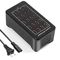 20-Port 100 W(20 A) Multiple USB Charger Station，RISWOJOR Multiport USB Charging Station with Intelligent Detection, Compatible with Smartphones, Tablets, and More Devices