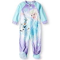 Toddler Girls Elsa Olaf Anna Footed Blanket Sleeper Pajamas (5t) Blue