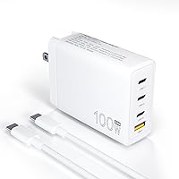 100W GaN 4 Port USB C Charging Station Hub Block Wall Charger Power Strip Adapter Plug Cube for iPad iPhone 15 14 13 12 11 Pro Max Pixel Note Galaxy Compatible with MacBook M3 M2 M1