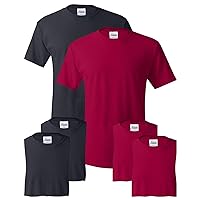 Hanes mens 5.2 oz. ComfortSoft Cotton T-Shirt (5280) DEEP RED/NAVY-3PK