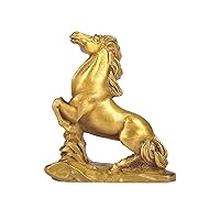 Feng Shui Chinese Zodiac Horse Figurine Golden Brass Lucky Horse Statue Desktop Collectible Home Office Table Decor Gifts --Addune (Horse)