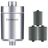 Geekpure 5-stage Shower Filter and Extra 3 Replacement Fitlers Reduces Chlorine Odor Rust Sediments- Improves Skin Hair Condition