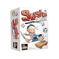 Sushi Dice, Fast, Frenetic Dice-Rolling Action Game, Simultaneous Play, Family Game, Emphasizes Pattern Recognition and Risk Management, For Ages 6 and up
