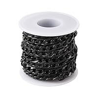 16.4 Feet Aluminum Curb Chains Black Unwelded Twisted Cable Necklace Chains 12x7x2mm with Spool for DIY Bracelet Necklace Jewelry Crafts Making