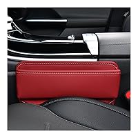 Car Seat Gap Filler Organizer, Premium Leather Auto Front Seat Console Side Storage Box, Adjustable Seat Gap Pocket Organizer for Phones Glasses Keys Cards, Car Accessories (Red)